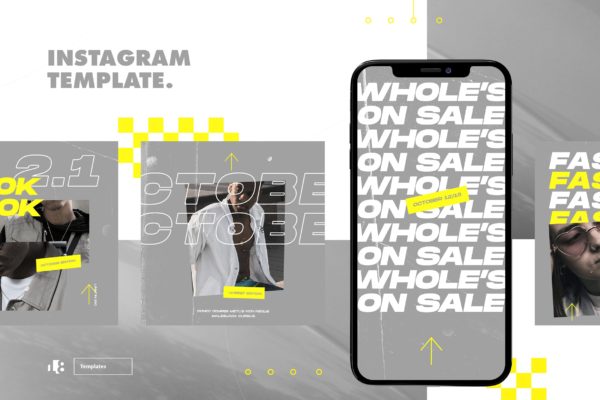 Instagram社交平台个性化撕纸效果贴图设计模板第一素材精选 Instagram Template