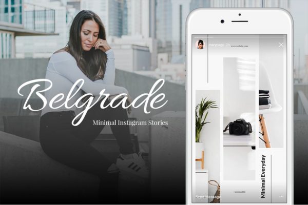 50款极简主义设计风格Instagram品牌故事设计模板蚂蚁素材精选 Belgrade 50 Minimal Instagram Stories