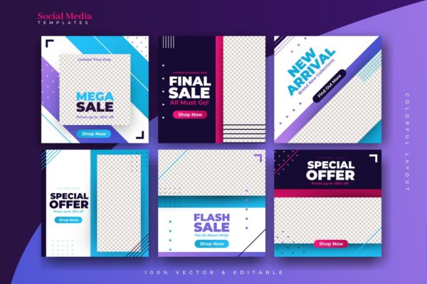 抽象多彩社交媒体设计模板第一素材精选 Abstract & Colorful Social Media Templates