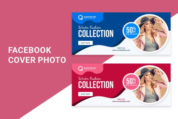 冬季年终大促Facebook封面设计模板第一素材精选 Winter Season Sale| facebook cover template