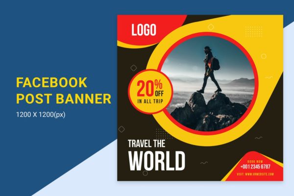 旅游代理服务Facebook贴文广告Banner设计模板蚂蚁素材精选 Travel Agency Offer Facebook Post Banner