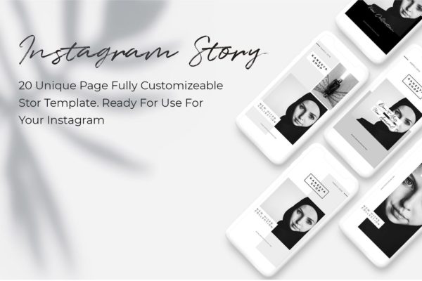 黑白简约风格Instagram社交品牌故事设计素材 Clean Instagram Story Template