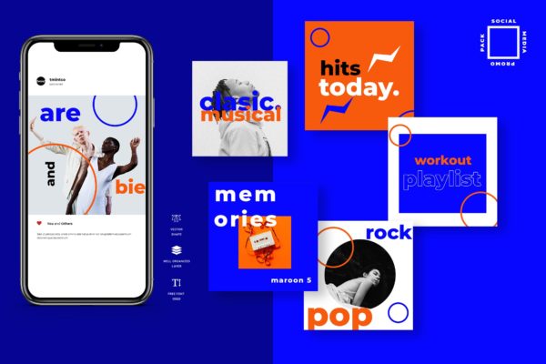 双色调Instagram社交贴文设计模板蚂蚁素材精选 Two Duotone Instagram Post Template