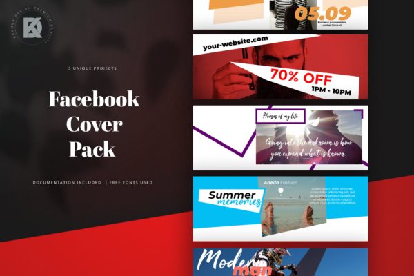 5款Facebook主页促销广告封面设计模板第一素材精选 Facebook Cover Pack
