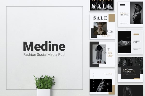时尚品牌Instagram&Facebook社交推广设计素材 MEDINE Fashion Instagram & Facebook Post