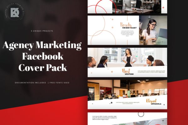 代理行销Facebook封面设计模板第一素材精选 Agency Marketing Facebook Cover Pack