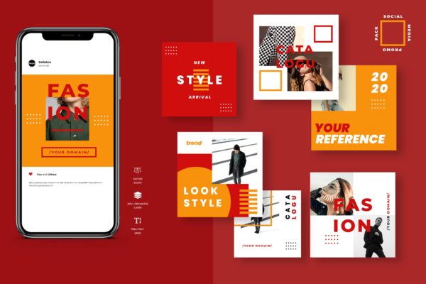 Instagram贴文广告双色调风格设计模板第一素材精选 Four Duotone Instagram Post Template