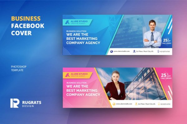 企业品牌宣传/促销活动Facebook社交封面设计模板第一素材精选 Business R1 Facebook Cover Template