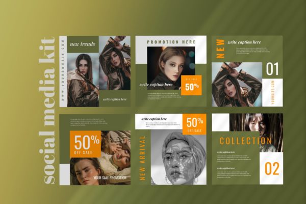 服装大牌社交自媒体广告设计模板第一素材精选 Tweleve – Social Media Kit