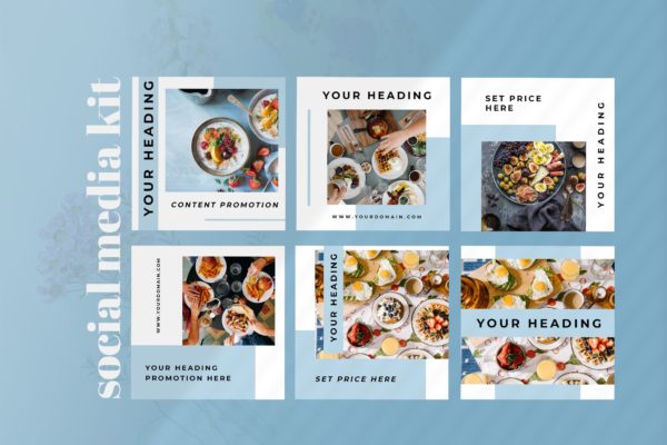 美食/餐饮品牌社交推广设计素材包 One – Food Social Media Kit