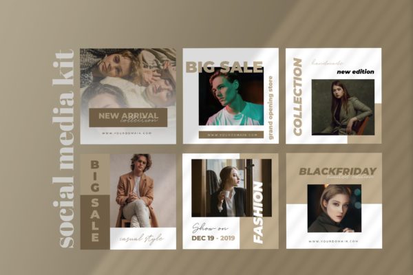 时尚大牌社交促销广告设计模板蚂蚁素材精选 Ten – Social Media Kit