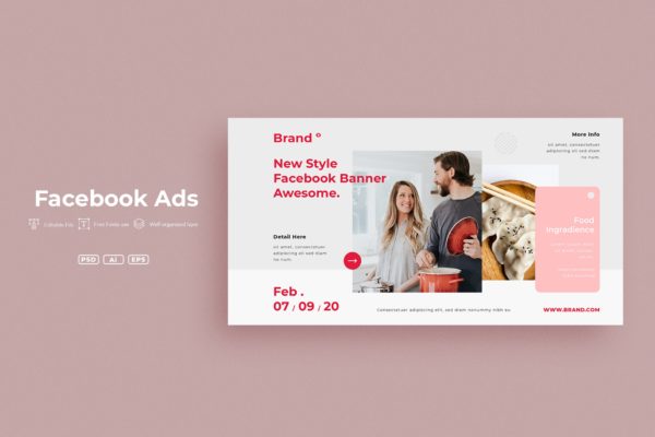 Facebook社交媒体美食品牌活动广告设计模板第一素材精选v28 SRTP – Facebook Ads.v28