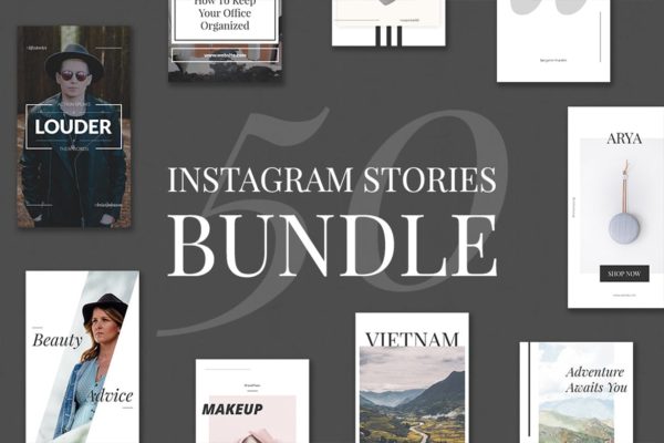 50款Instagram社交平台品牌故事营销策划设计模板第一素材精选 50 Instagram Stories Bundle