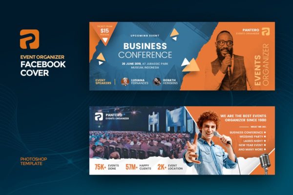 活动会议组织机构Facebook社交主页封面设计模板第一素材精选 Event Organizer Facebook Cover Template