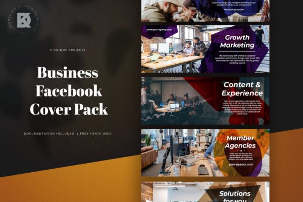 Facebook主页业务推广封面设计模板第一素材精选素材 Business Facebook Cover Pack