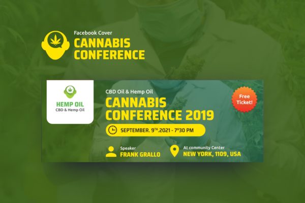 大型会议宣传推广Facebook主页封面设计模板第一素材精选 Cannabis Conference Facebook Cover