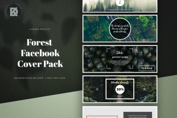 社交网站企业/品牌专业封面设计模板第一素材精选 Forest Facebook Cover Kit