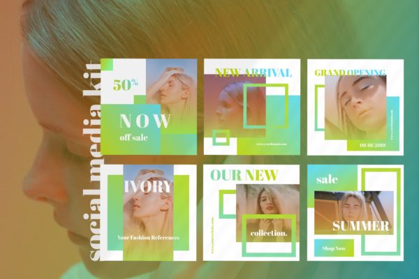 时尚品牌社交推广设计模板第一素材精选素材 Ivory – Social Media Kit