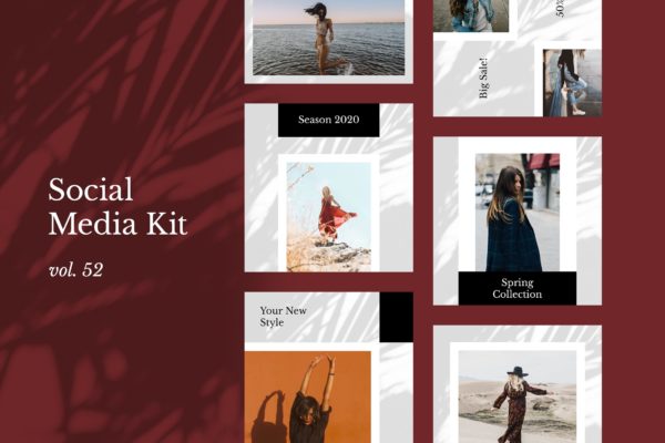 时装品牌方形设计广告设计模板蚂蚁素材精选v52 Social Media Kit (Vol.52)