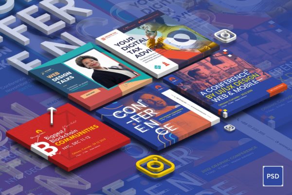 活动会议/财务做账公司Instagram社交广告设计模板第一素材精选 Event Conference, Tax Income Instagram Post