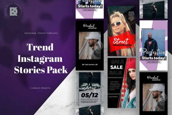 Instagram时尚品牌故事设计模板蚂蚁素材精选素材 Instagram Trendy Stories Pack
