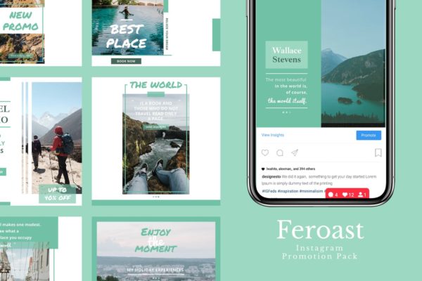 Instagram信息流设计模板蚂蚁素材精选素材 Feroast – Instagram Feeds Pack