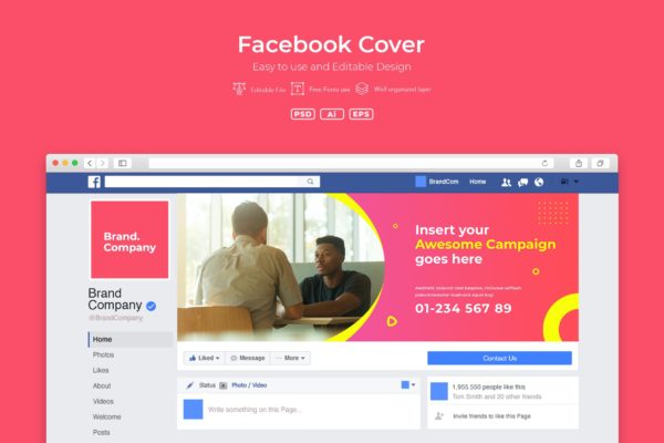 企业商务主题Facebook主页封面设计模板蚂蚁素材精选v2.4 ADL Facebook Cover.v2.4