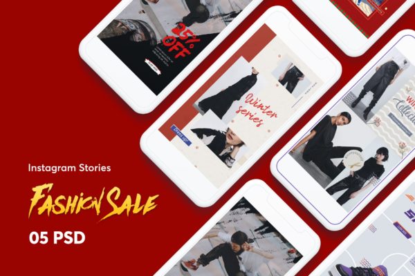 创意时尚促销Instagram社交广告设计模板第一素材精选v2 Creative Fashion Sale Instagram Stories