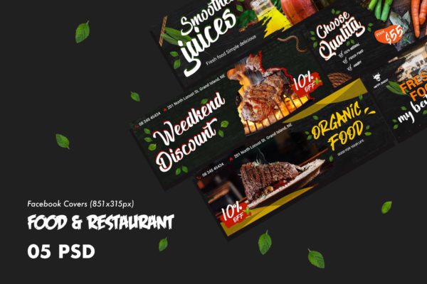 西式美食&餐厅Facebook社交主页封面设计模板第一素材精选 Food & Restaurants Facebook Cover PSD Template