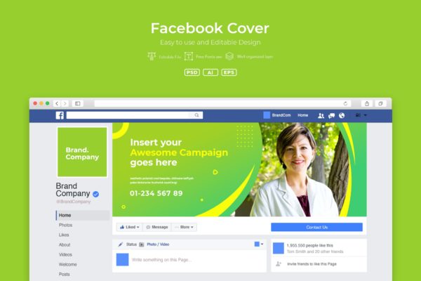企业Facebook账号主页封面设计模板第一素材精选v2.2 ADL Facebook Cover.v2.2