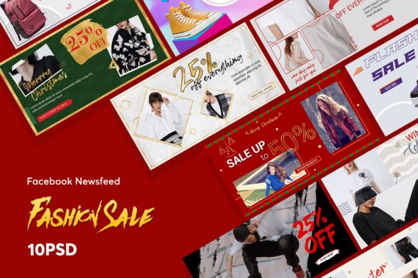 创意时装销售Facebook社交广告图设计模板蚂蚁素材精选 Creative Fashion Sale Facebook NewsFeed