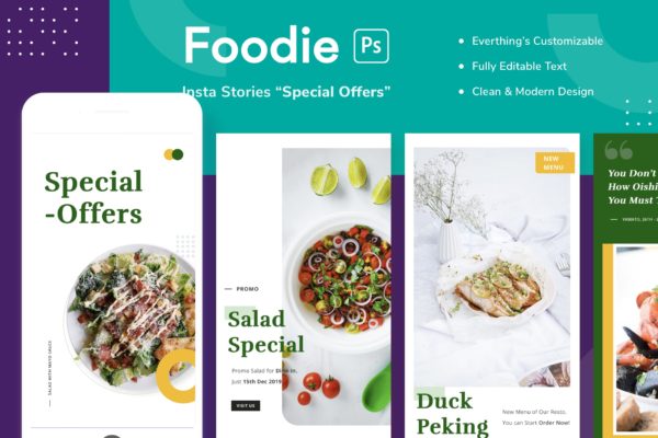 美食品牌促销广告Instagram社交设计素材 Foodie  Stories – Special Offers