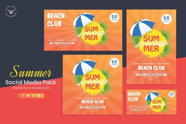 夏日主题社交媒体广告设计模板第一素材精选 Summer Social Media Template