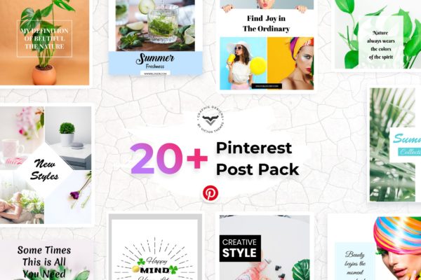 20+Pinterest社交网站文章配图设计模板第一素材精选 Pinterest Social Media Templates