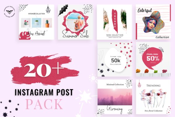 20+Instagram社交网站品牌推广文章贴图设计模板第一素材精选 Creative Instagram Post Template
