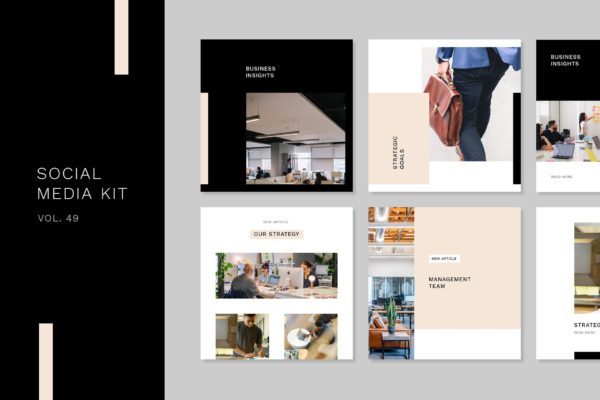 博客/杂志/技术业务/初创公司多用途社交设计素材包v49 Social Media Kit (Vol.49)