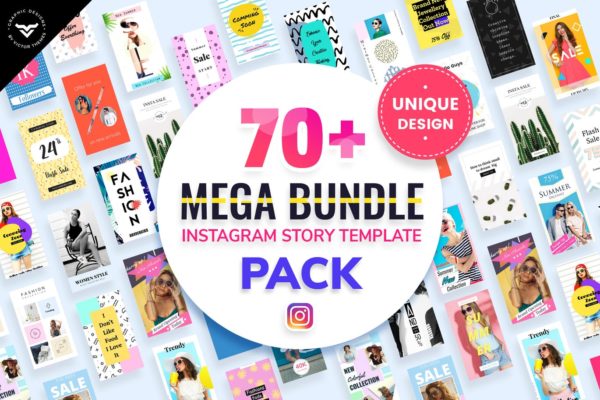 70+Instagram社交网站品牌推广广告设计模板第一素材精选合集 Instagram Stories Mega Bundle Templates