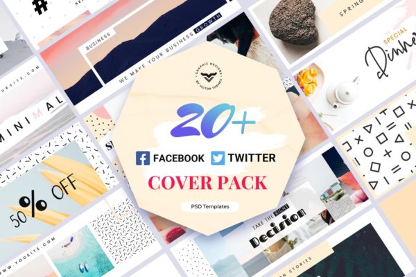 20+Facebook&Twitter社交账号主页封面设计模板蚂蚁素材精选 Facebook & Twitter Cover Template