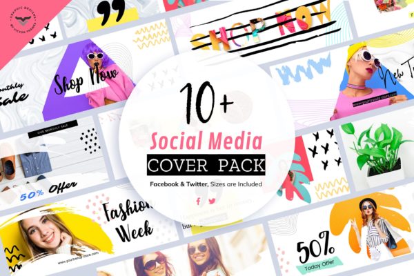 10+社交自媒体新媒体账号主页封面设计模板第一素材精选 Social Media Cover Templates