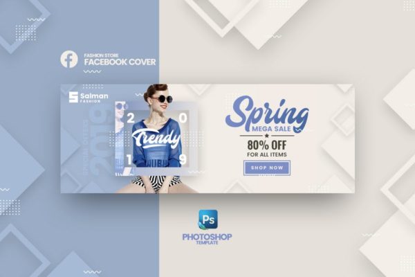Salman-时尚女装春季大促推广Facebook封面设计模板第一素材精选 Salman – Fashion Store Facebook Cover Template