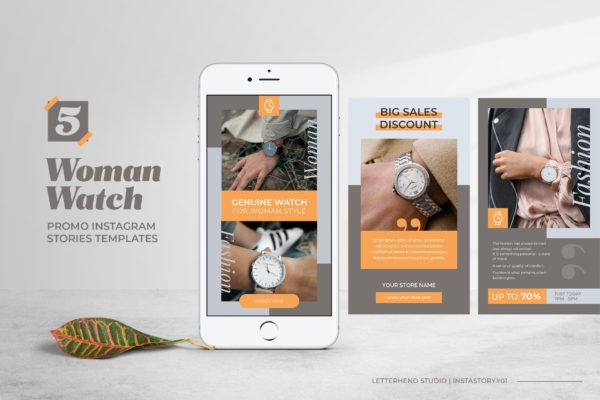 女士手表品牌社交营销广告设计模板蚂蚁素材精选 Woman Watch Instagram Stories