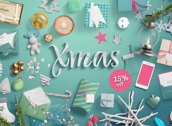 蚂蚁素材下午茶：漂亮秀气的圣诞节广告设计素材包下载[PSD,2.59GB]