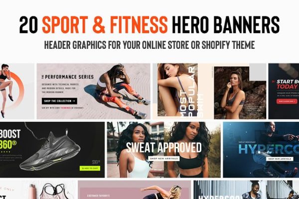 20款健身户外运动广告Banner模板 20 Fitness & Workout Hero Banner PSD