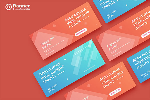 简约的时尚高端渐变色彩banner海报设计模板-1