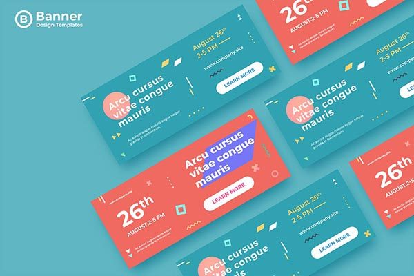 简约的时尚高端新孟菲斯渐变色彩banner海报设计模板-13