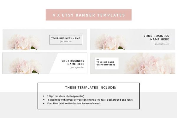 超级简约风网站社交媒体Banner模板 Shop banner templates x 4