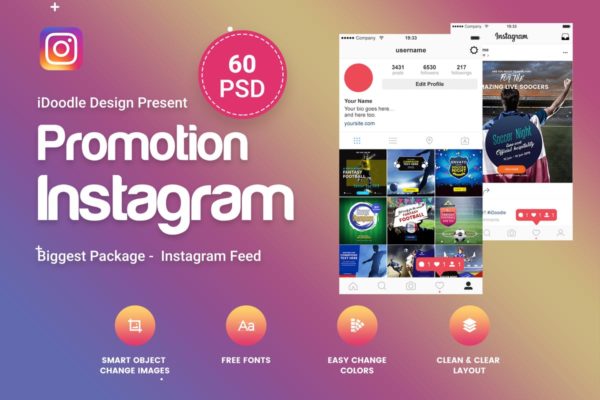 60款Instagram社交媒体广告Banner设计模板 Promotion Instagram – 60 PSD