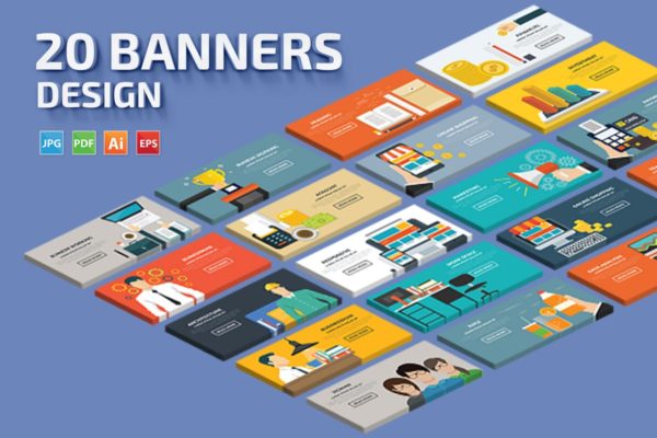 20款概念插画网站广告Banner素材v5 20 Banners