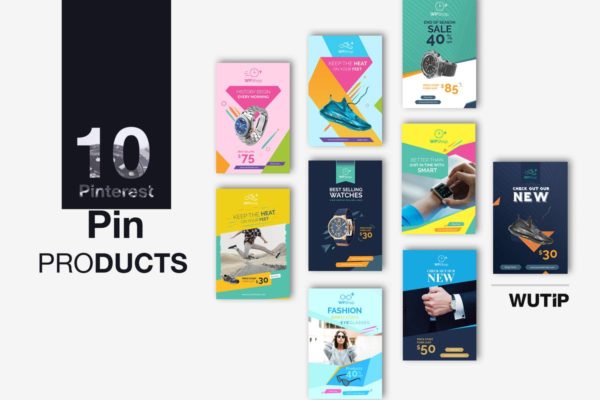 10款Pinterest图片社交Banner蚂蚁素材精选广告模板 10 Pinterest Pin Banner-Products