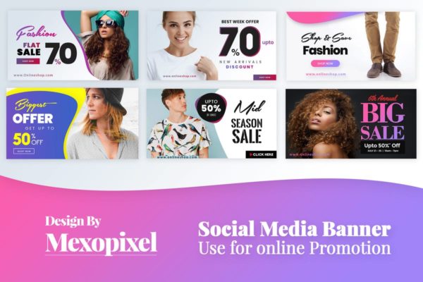 社交媒体Banner广告促销PSD模板 Social Media Banner For Promotional PSD Templates